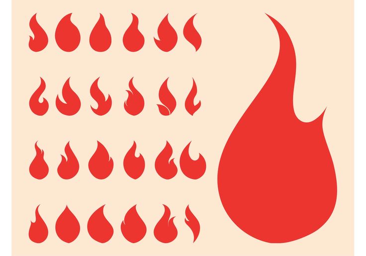 a red fire symbol is shown in this graphic style, with flames coming out of it