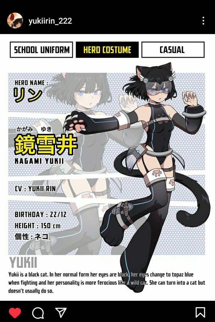 an anime character with black hair and cat ears