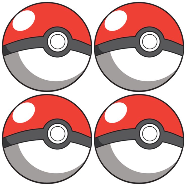 four red and white pokemon ball coasters