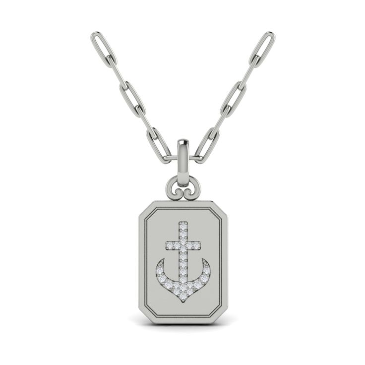 Symbolic charms to cherish offering luck, protection , and elegantly capturing the true essence of who you are The Amuleta 14K Diamond Anchor Medallion Pendant Link Necklace would be a beautiful addition to any jewelry collection. Available options include 14K Rose, White & Yellow Gold. Timeless White Gold Necklaces With Charms, Symbolic Diamond Charms Jewelry, Classic White Gold Charm Necklaces, White Gold Charm Necklaces In Fine Jewelry Style, Luxury White Gold Charms For Gift, Luxury White Gold Necklace With Charms, White Gold Necklace With Charms Fine Jewelry, Formal White Gold Necklaces With Charms, Classic Good Luck Charms Jewelry