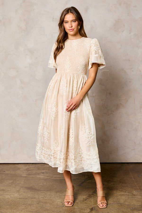 Charlie modest midi dress-NEW – JanieLanie Champagne Casual Dress, Winter Formal Dresses Modest, Modest Easter Dresses For Women, Feminine Modest Style, Wedding Guest Dress Beige, Engagement Dress Modest, Sage Clothes, Baptism Outfit Women, Modest Graduation Dress