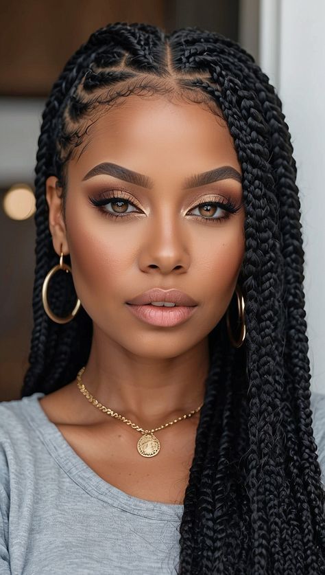 Straight Braids, Braiding Styles, Styles Braids, Graduation Makeup, Chic Makeup, Beautiful Braids, Inner Goddess, Penteado Cabelo Curto, Happy Hair