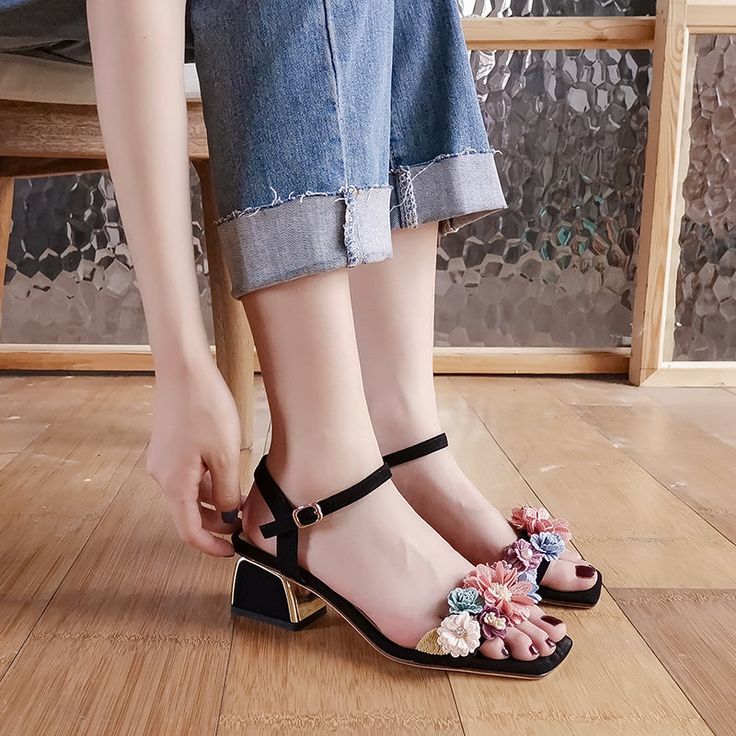 Betty Floral Ankle Strap Sandals – zierashop Vamp Style, Heels Elegant, Sweet Flowers, Office Shoes Women, Platform Shoes Heels, Floral Sandals, Office Shoes, Women Sandals, Sandals For Women