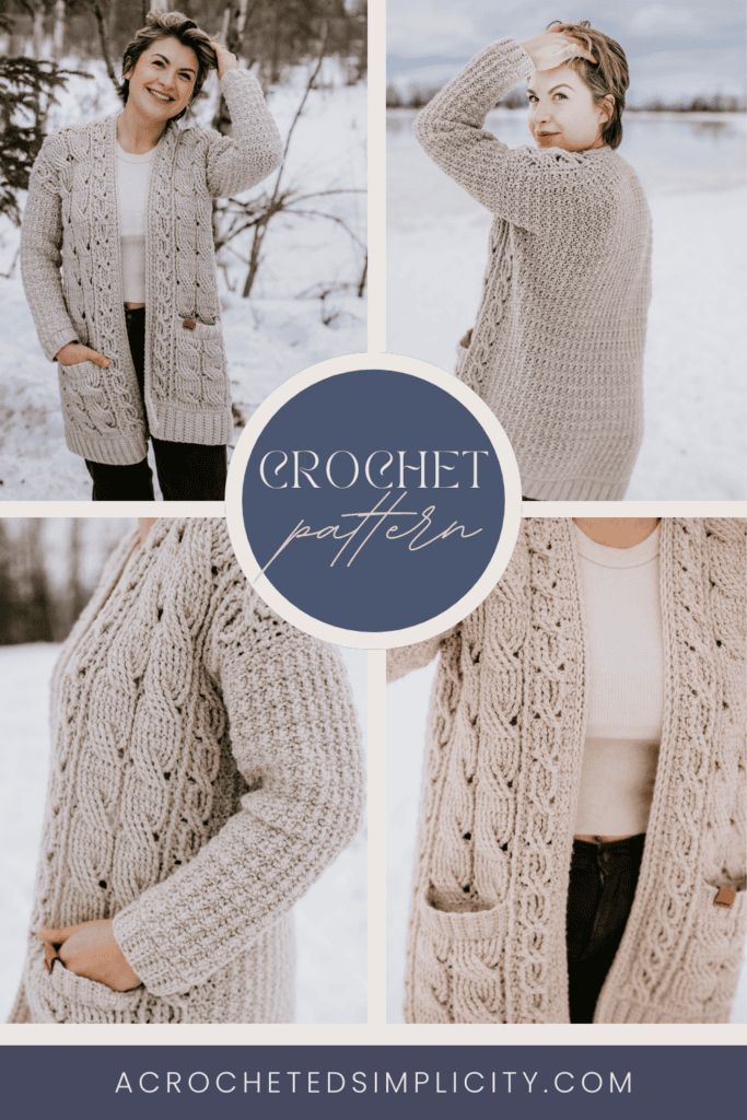 the crochet pattern for this cardigan is easy to make and looks great