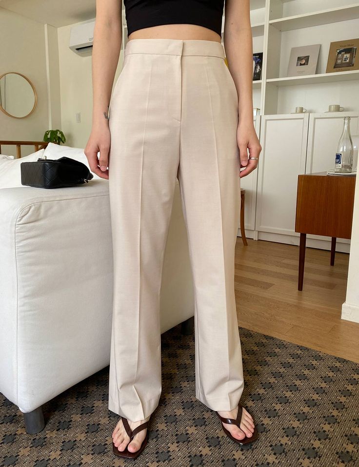 FINAL SALEChic everyday tan straight suit trousers styled with matchings short sleeve blazer. Polyester 74%, Rayon 26%Side pocketsBack faux pockets S waist 27", hips 36" Length 39.5M waist 29" , hips 38" Length 39.5Rise 12.5" Beige Notch Lapel Pantsuit For Work, Casual Dress Pants With Pressed Crease For Office, Formal Fitted Neutral Bottoms, Fitted Neutral Bottoms For Formal Occasions, Neutral Fitted Bottoms For Formal Occasions, Fitted Neutral Pants With Welt Pockets, Elegant Beige Dress Pants With Pockets, Spring Beige Dress Pants For Formal Occasions, Spring Formal Beige Dress Pants