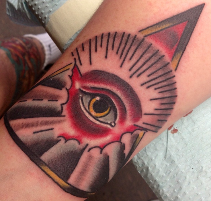 a person with a tattoo on their arm has an eye in the center of it