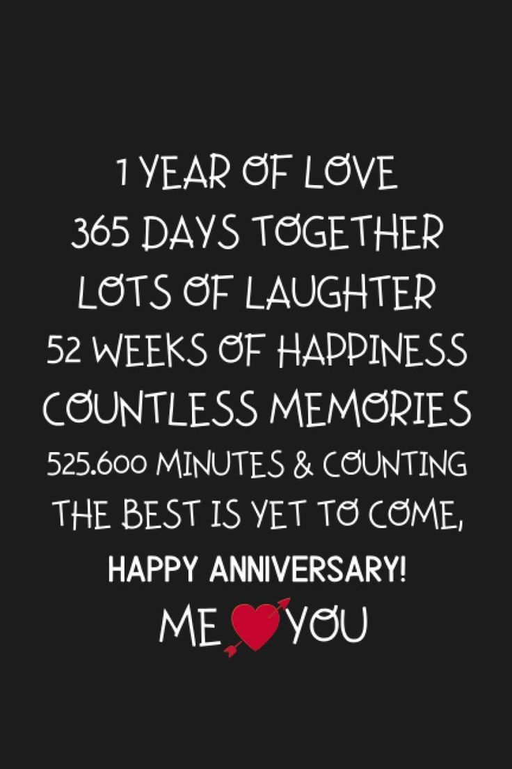 an anniversary card with the words, i year of love 365 days together lots of laughter