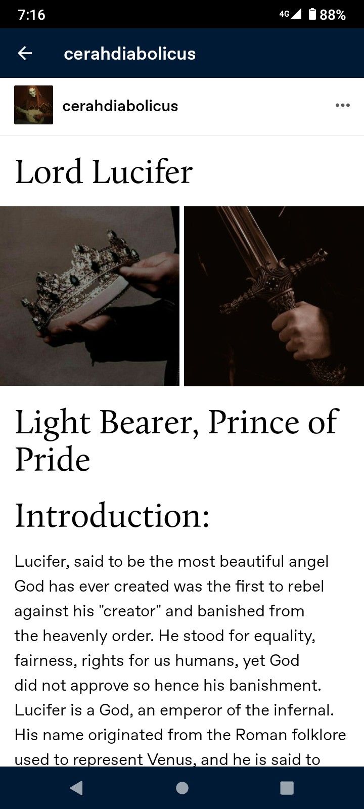 the lord ludicfer website is displayed on an iphone screen, with text below it