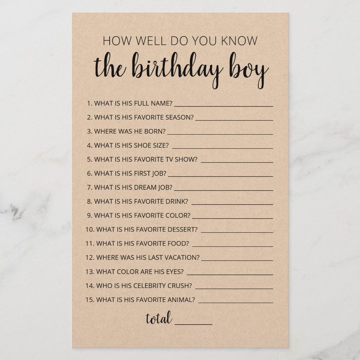 a birthday party game with the words how well do you know the birthday boy?