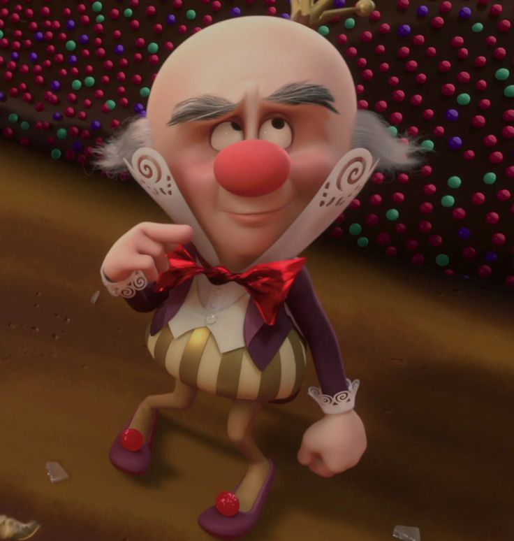 an animated clown is standing in front of some balls