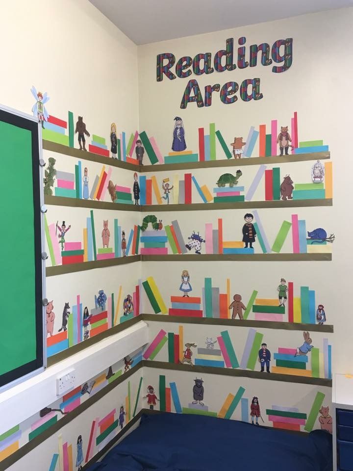 an image of a room with bookshelves on the wall