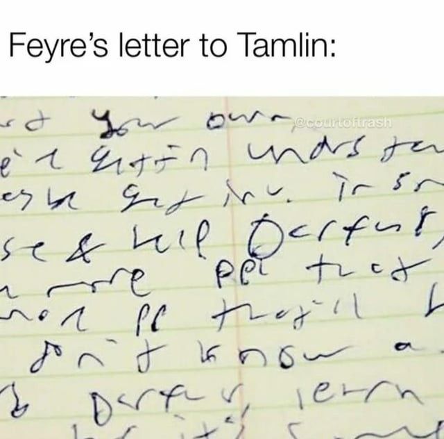 a handwritten note with the words feyre's letter to tamlin