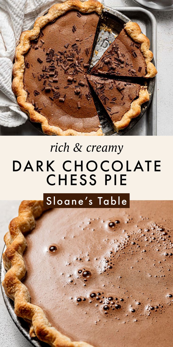 a chocolate pie with one slice missing from it