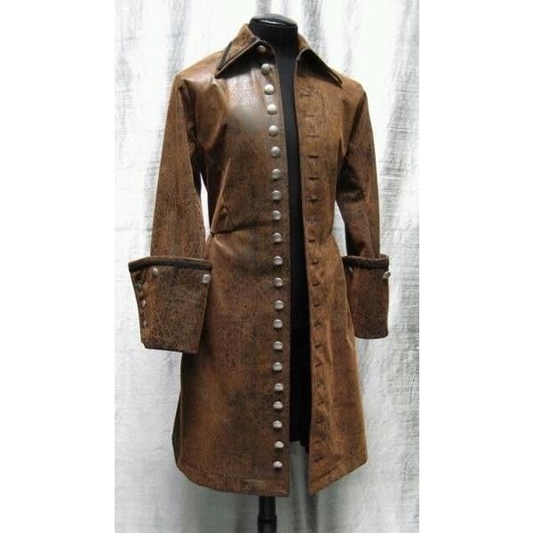 Spanish Galleon/Steampunk Captain Coat ❤ liked on Polyvore featuring outerwear, coats, steam punk coat, steampunk coat and brown coat Pirate Garb, Mode Steampunk, Steampunk Men, Steampunk Pirate, Pirate Jacket, Brown Leather Coat, Diy Kostüm, Leather Coat Jacket, Style Steampunk