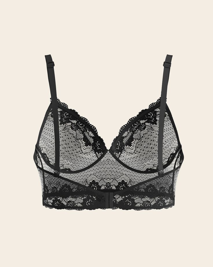 A bustier bra with high-coverage triangle cups, supportive underwire, and extra-flexible side boning for a perfect fit. It has a plunge front and fabric cups without foam or padding. It's made entirely of our signature SmartLace®: a luxurious lace that's specially designed to be soft and durable without pilling. This sheer bustier bra has a longline underbust band and high coverage on the back for smoothing. Sheer Bustier, Post Surgical Bra, Nursing Sports Bra, Bridal Bra, Compression Bra, Strapless Bralette, Be Soft, Legging Sport, Lace Bustier