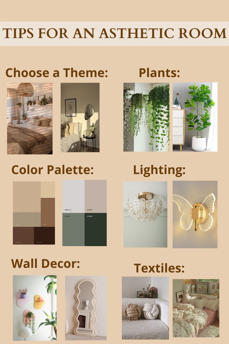 the top ten tips for an aesthetic room choose a theme color palette lighting wall decor