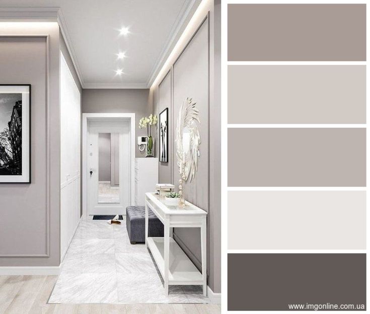 the hallway is painted in gray and white