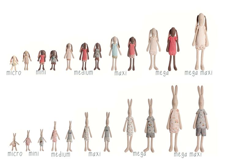 a group of dolls standing next to each other in different outfits and sizes, all with the same name on them