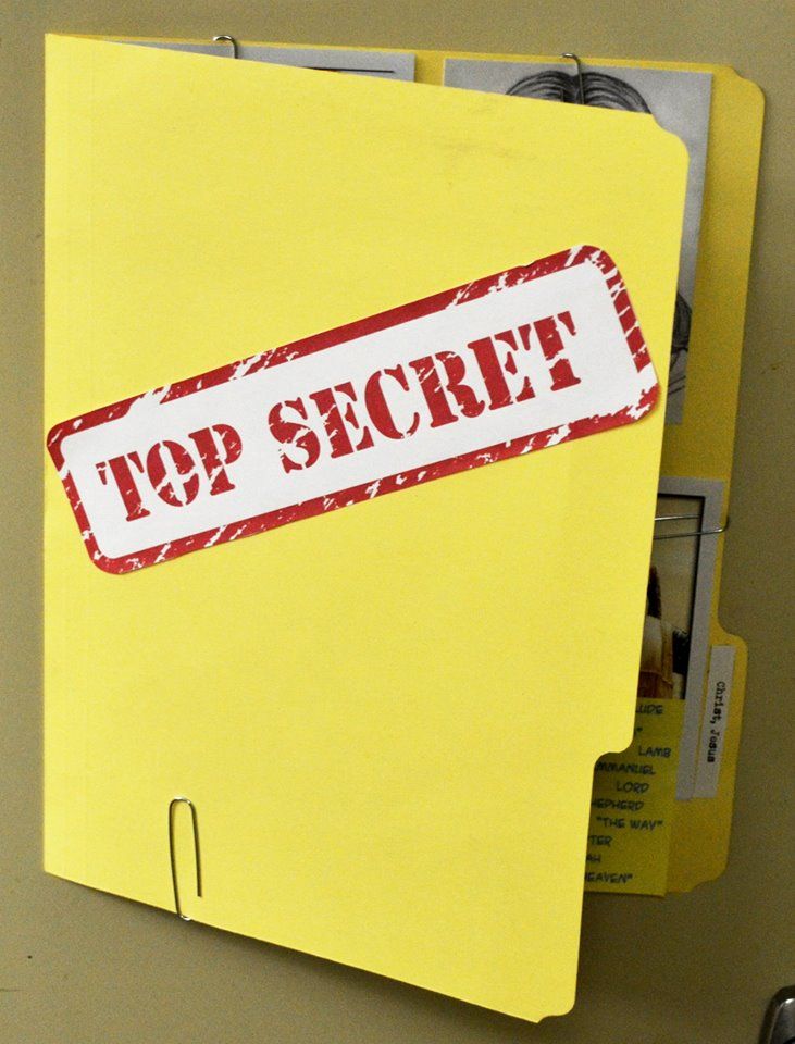 a yellow folder with the word top secret on it