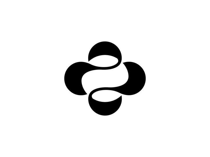 the letter s is made up of two overlapping shapes, one black and one white