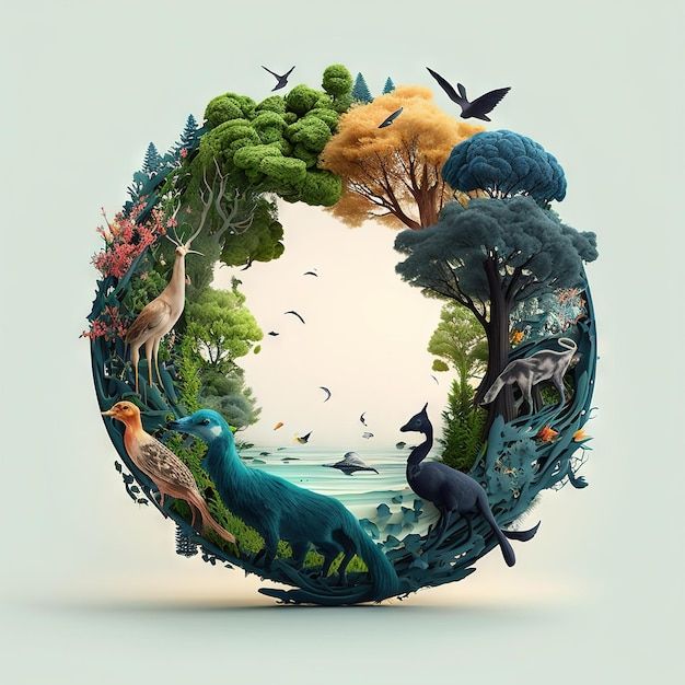 an image of a circle with animals in it