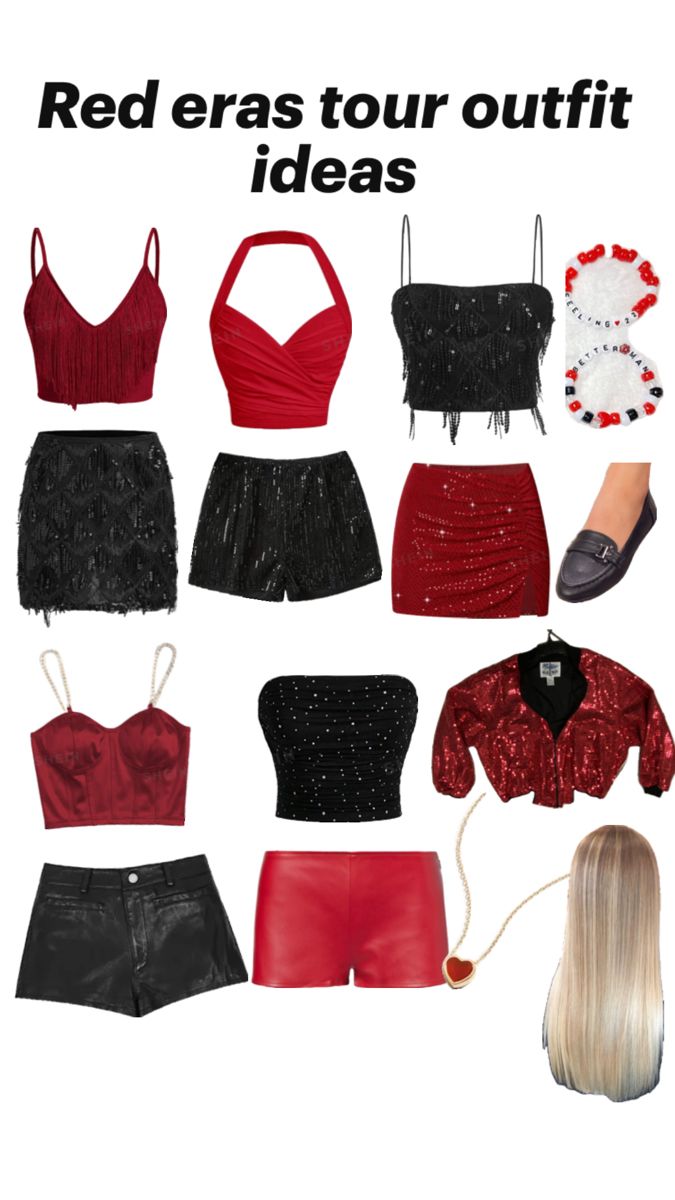 #erastour #taylor #outfits #ideas #outfitidea #concert #red #sparkle #jewlery #taylorswift #sequins Red Eras Tour Outfit, Red Eras Tour, Eras Tour Outfit Ideas, Eras Tour Outfits, Eras Tour Outfit, Taylor Outfits, Taylor Swift Tour Outfits, Swift Tour, Tour Outfits