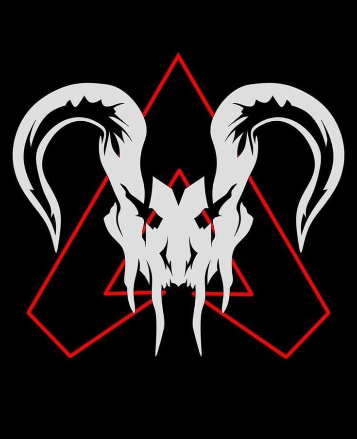 an image of two horns with red and white lines in the middle on a black background