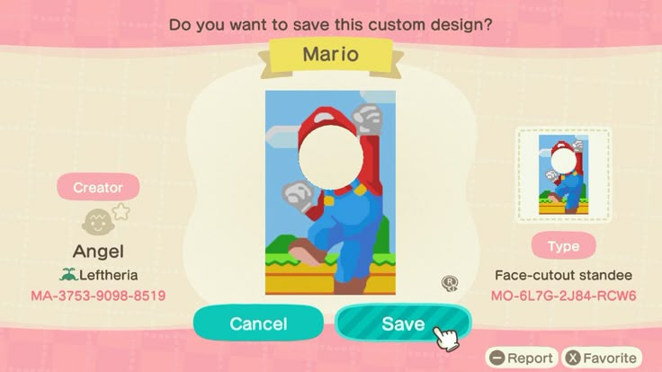 an animal crossing game with the caption do you want to save this custom design?