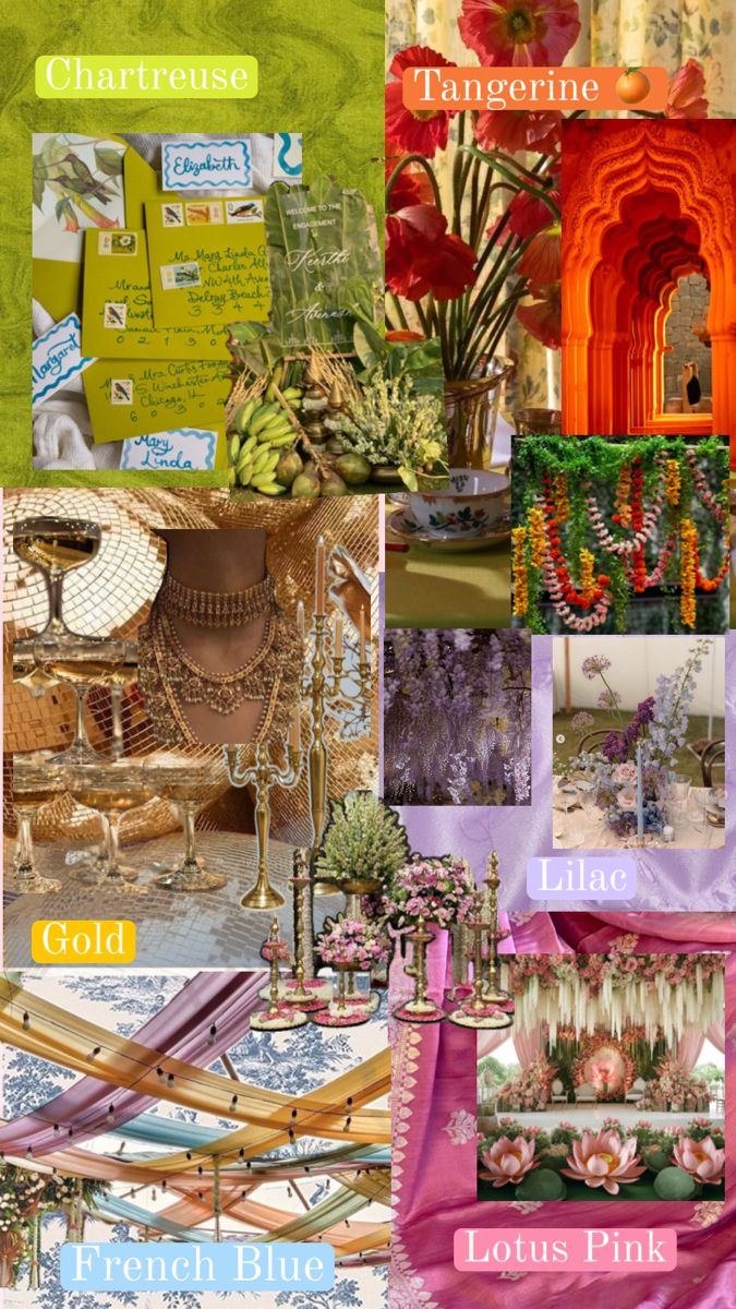 the collage shows many different things that are in this photo, including flowers and other items