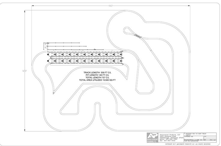 a drawing of the track plan for an indoor race course, which is set to be completed