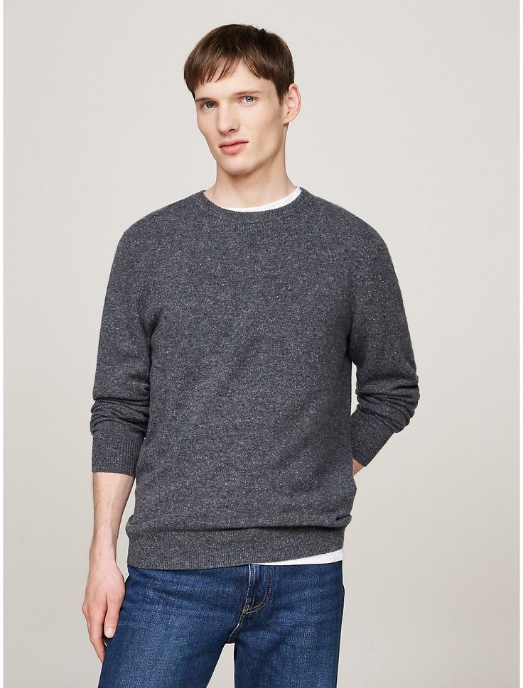 Tommy Hilfiger men's sweater. Woven from soft, sumptuous recycled cashmere, our sweater is finished in a timeless versatile design.  Material: 100% Recycled Cashmere. Merino Wool Sweater For Layering, Tommy Hilfiger Sweater With Ribbed Cuffs For Fall, Tommy Hilfiger Fall Sweater With Ribbed Cuffs, Tommy Hilfiger Classic Crew Neck Sweater, Tommy Hilfiger Classic Winter Sweater, Classic Tommy Hilfiger Sweater For Fall, Tommy Hilfiger Classic Fall Sweater, Classic Tommy Hilfiger Fall Sweater, Recycled Cashmere