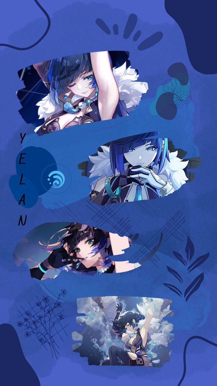 an image of some anime characters with blue hair and long black hair, in the middle of