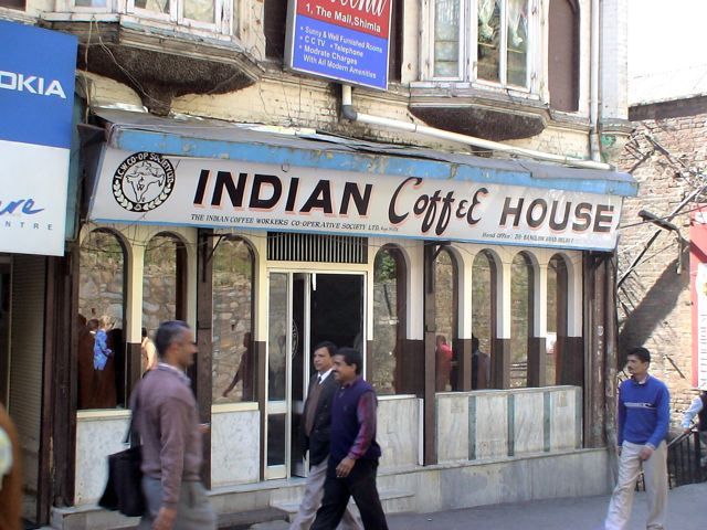 Indian Coffee House, Shimla Indian Coffee House, Western Breakfast, Indian Coffee, Mother India, Drawing Cartoon Faces, Coffee Bars, India Colors, Colonial Architecture, Victorian Architecture