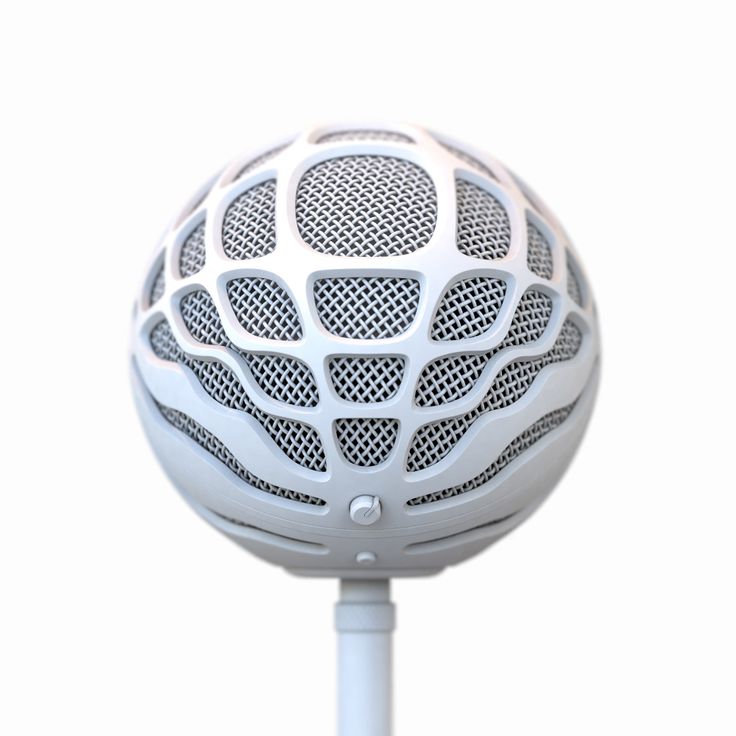 a close up of a microphone on a white background