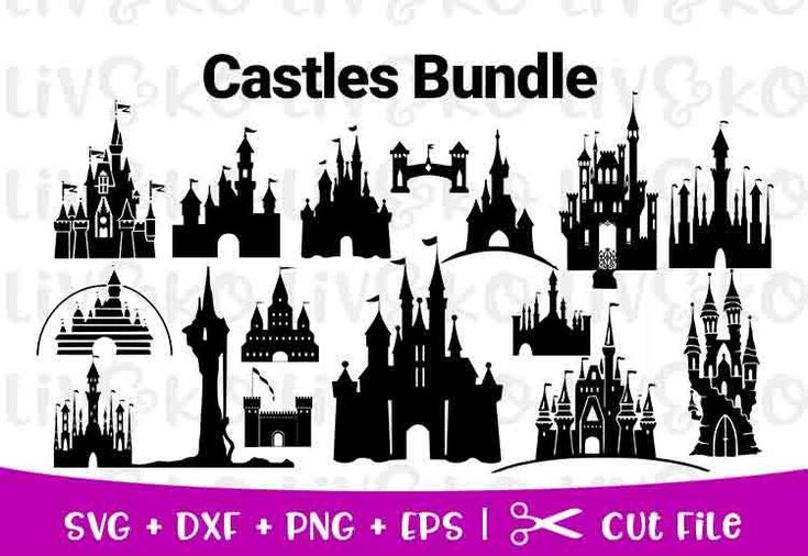 disney castle silhouettes svg and dxf files