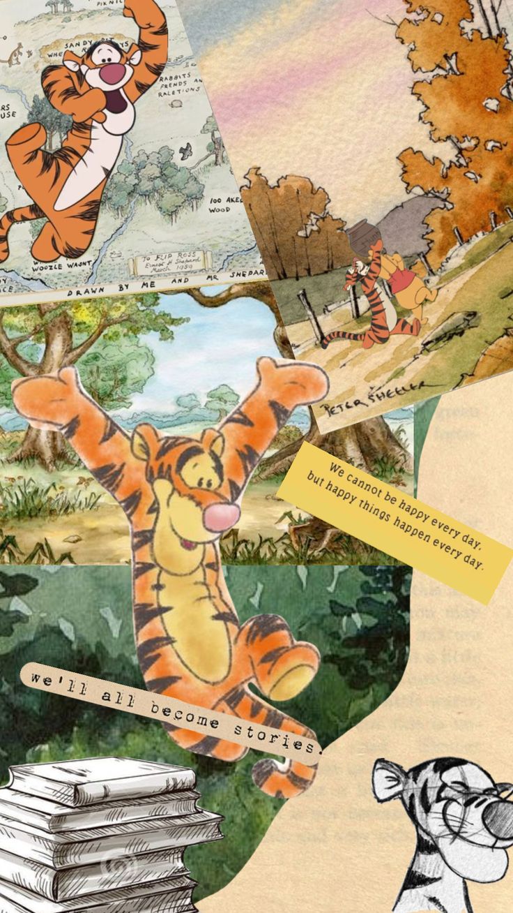 a collage of winnie the pooh and tigger