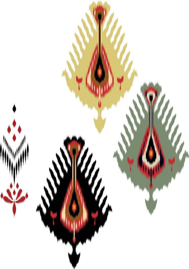 four different colored designs on a white background