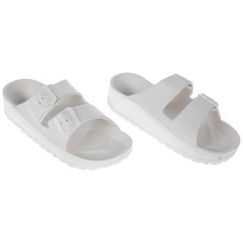 Size: Women's 8 Material: Foam & Plastic Color: White UPC: 197712123742 Quantity: 1 Pair Walk though flower fields in comfortable style by wearing these Double Strap Buckle Slide Sandals. These sandals feature contoured soles to follow the shape of your feet. There are two straps with buckles so you can make sure they fit comfortably. Slip these sandals on and experience the sweet sights of spring! White Adjustable Jelly Sandals For Spring, White Adjustable Jelly Sandals With Round Toe, Adjustable White Jelly Sandals For Summer, White Slide Jelly Sandals For Beach, White Adjustable Jelly Sandals For Summer, Comfortable Jelly Sandals For Spring, Comfortable Eva Jelly Sandals For Spring, White Slip-on Jelly Sandals For Summer, White Slides With Buckle Closure For Spring