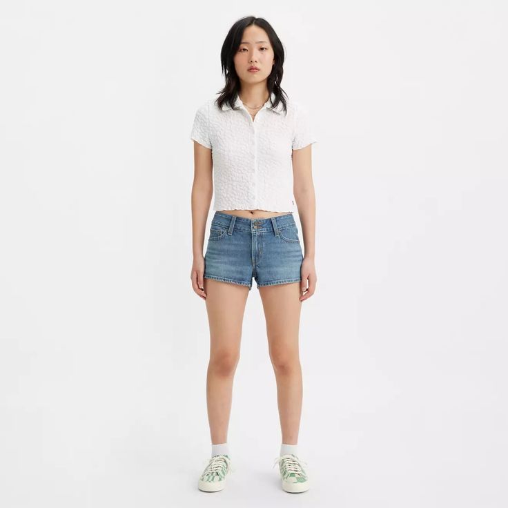 Superlow Women's Shorts - Medium Wash | Levi's® US Fitted Casual Bottoms With Button Closure, Slim Fit Summer Shorts, Summer Slim Fit Shorts, Slim Fit Summer Bottoms Short Length, Classic Mid-rise Shorts With Built-in Shorts, Casual Fitted Short Leg Shorts, Classic Fitted Mid-rise Jean Shorts, Fitted Mid-rise Casual Shorts, Fitted Jean Shorts With Button Closure For Spring