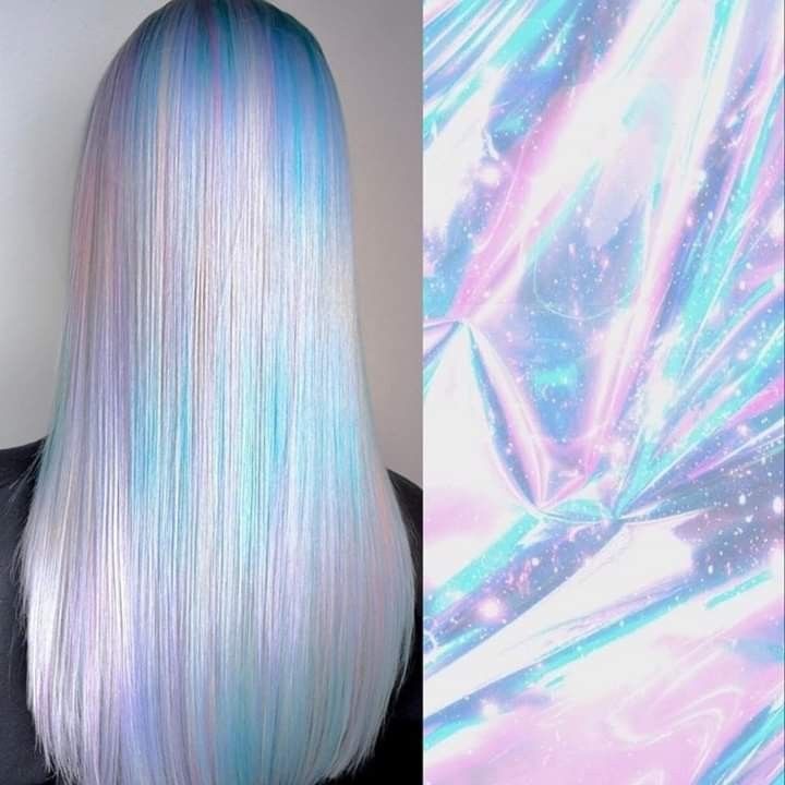 Holographic Hair, Cute Hair Colors, Creative Hair Color, Rainbow Hair Color, Candy Hair, Multicolored Hair, Platinum Hair, Pretty Hair Color, Scene Hair