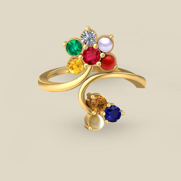 Navaratna Ring, Navaratna Jewellery, Pearl Jewelery, Attitude Status Girls, Bride Jewelry, Gold Bride Jewelry, Attitude Status, Gold Earrings Designs, Uncut Diamond