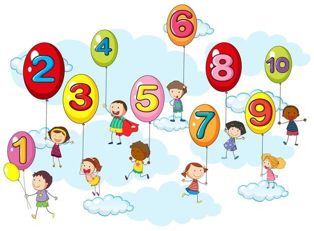 children flying with numbers and balloons in the sky stock photo, images and royalty illustrations