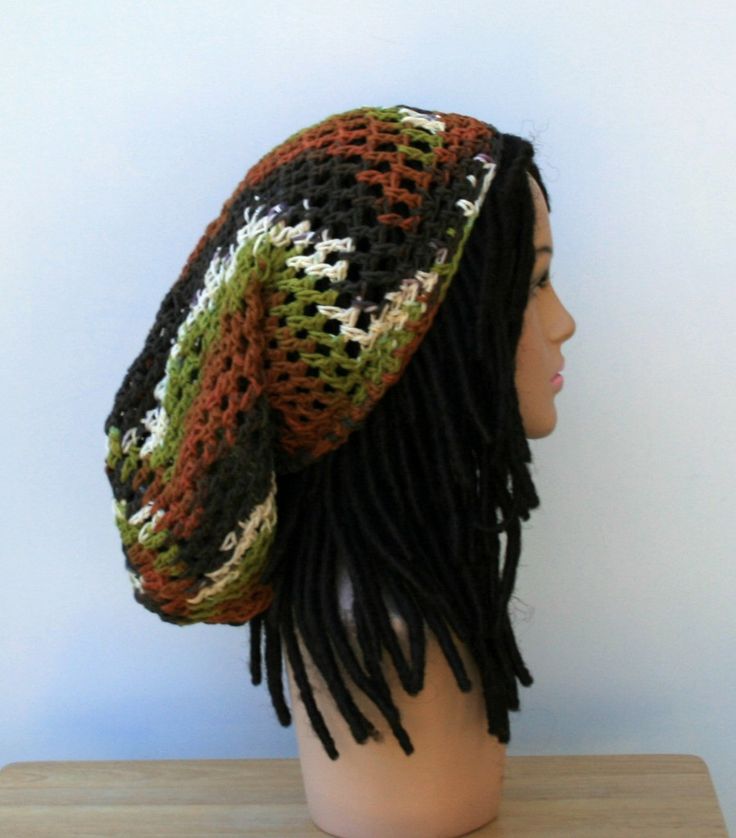 Earthy Woodlands Cotton slouchy beanie, Long Hippie Dreadlock Snood, Dread Tam, men or women Slouch Beanie Woman Beanie, Tam Hat, Funky Hats, Purple Sage, Hippie Crochet, Short Locs Hairstyles, Slouch Beanie, Slouch Hat, Weave Pattern