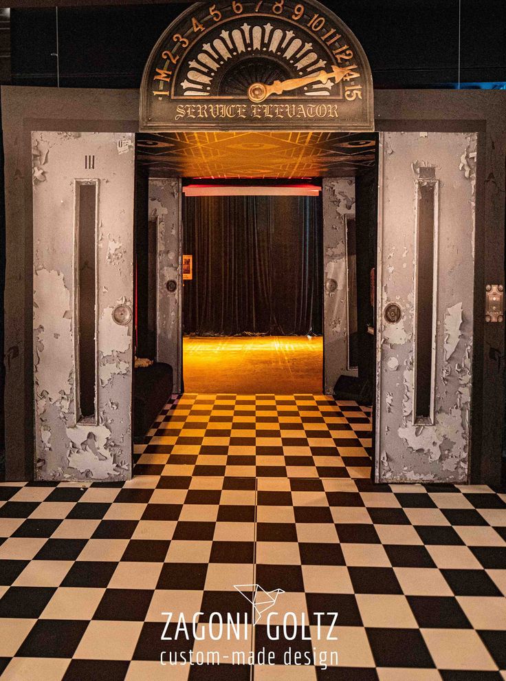 vintage elevator, old elevator Halloween Haunted Hotel Theme, Halloween Hotel Decorations, Scary Hotel Aesthetic, Halloween Hotel Party, Hotel Halloween Decor, Haunted Hotel Ideas, Haunted Hotel Party, Haunted Hotel Decorations, Haunted Hotel Aesthetic