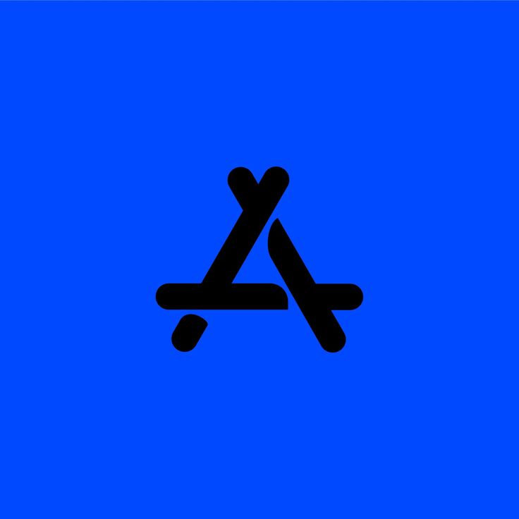 a black and blue logo with the letter a in it's center on a blue background