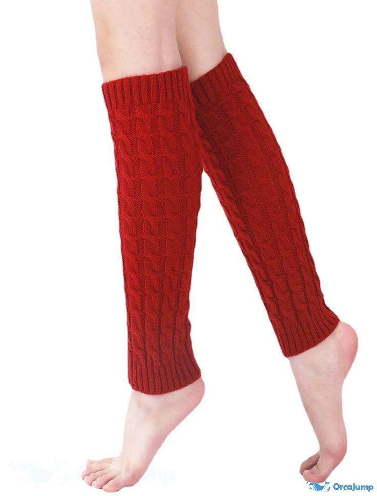 OrcaJump - 1 Paire de Chaussettes Hautes Sporty Femme Simple Knee High, Chaussettes de Bottines, Garde- Comfortable Stretch Red Socks, Red Leg Warmers For Winter Stocking Stuffer, Casual Red Winter Stockings, Red Stretch Knee-high Socks For Winter, Cozy Red Socks For Fall, Fitted Red Winter Socks, Comfortable Footless Socks For Winter, Fall Fashion Accessories, Boot Cuffs