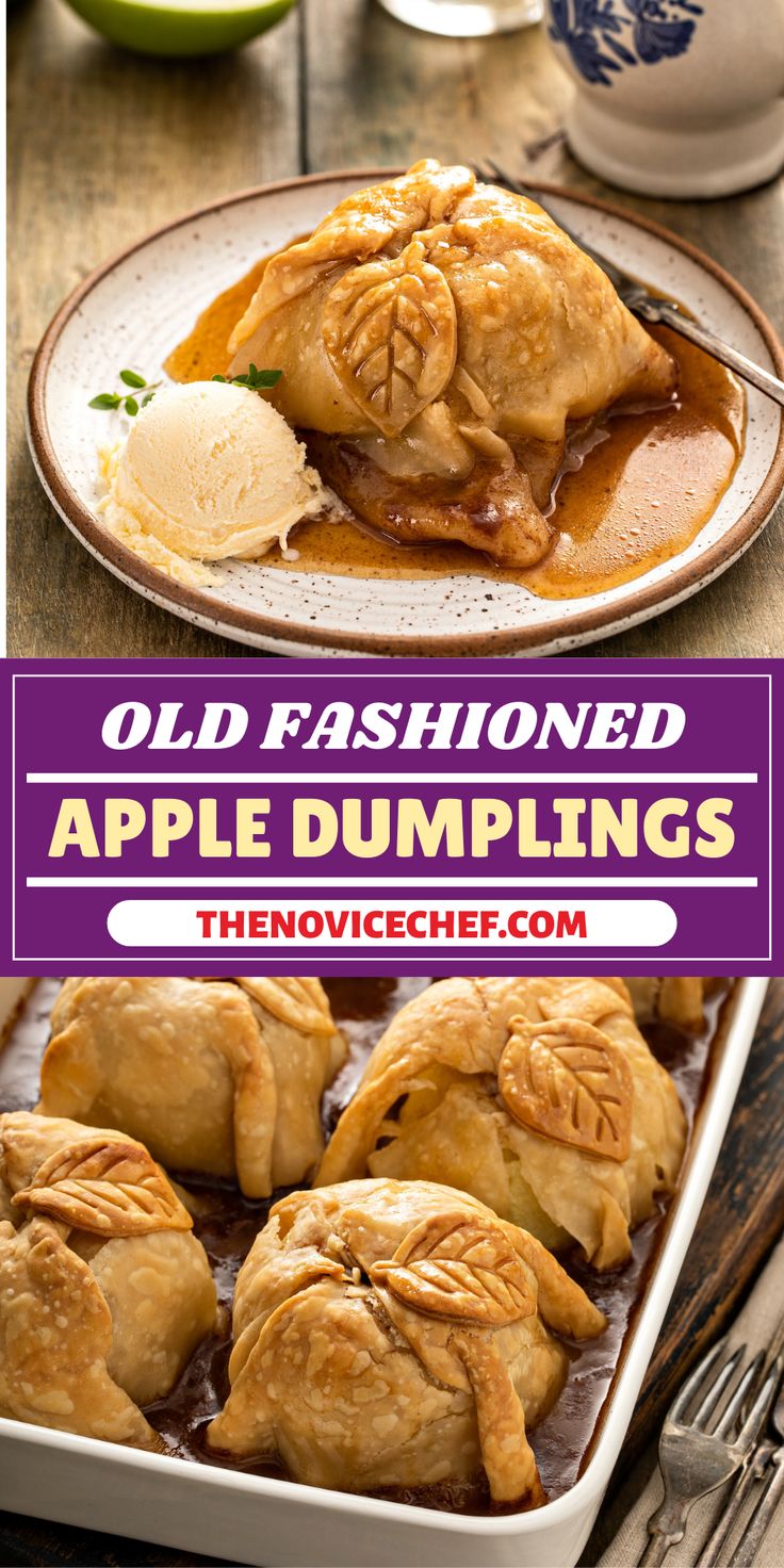 old fashioned apple dumplings in a baking dish