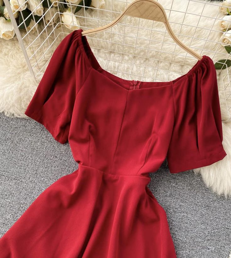 Cute A line short dress Fabric : blended Color: red, yellow, green, white Size: S, M, L S length 103 bust 82 waist 66 sleeve length 23 M length 104 bust 86 waist 70 sleeve length 24 L length 105 bust 80 waist 74 sleeve length 25 For more pictures of the dress, please contact us, thank you. A Line Short Dress, A Line Shorts, Dress Fabric, Short Dress, Red Yellow, Cold Shoulder Dress, The Dress, Short Dresses, A Line