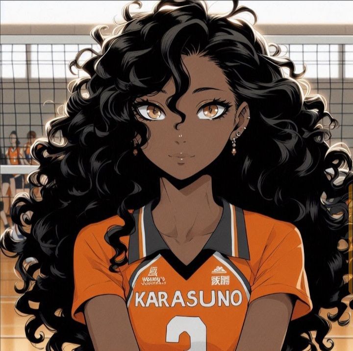 a woman with long black hair wearing an orange shirt and holding a volleyball racket