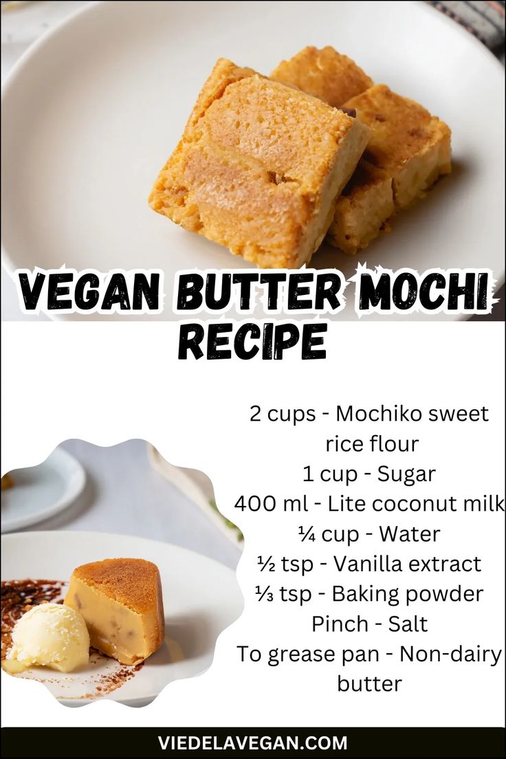 vegan butter mochi recipe on a white plate